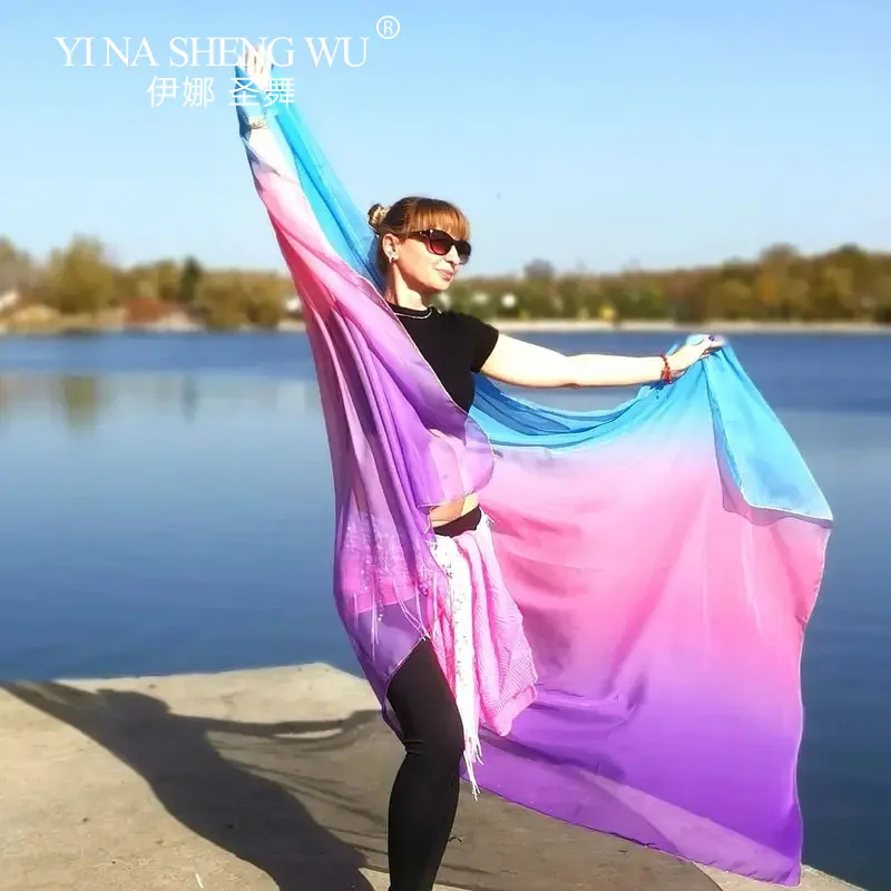 Rectangle Silk Veil Bellydance Hand Throw Scarf Shawl New Women Stage Performance Show Props Competition Costume Handkerchief