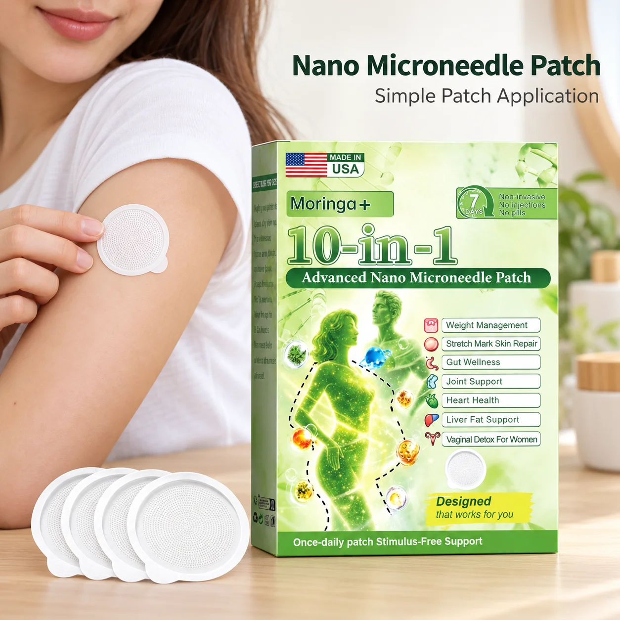Nano Microneedle Skin Patches With A Round Shape For Men And Women Featuring A Gentle Formula Suitable For Different Skin Types