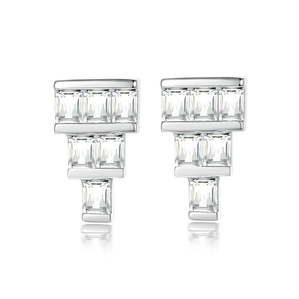 

Fashionable S925 pure silver T-shaped crystal gemstone earrings for women with a cool and personalized style, niche earrings