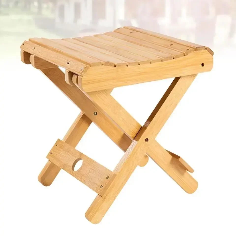 

B Foldable Fishing Chair Folding Camping Portable Outdoor Seating Chairs Wood Stool Hiking