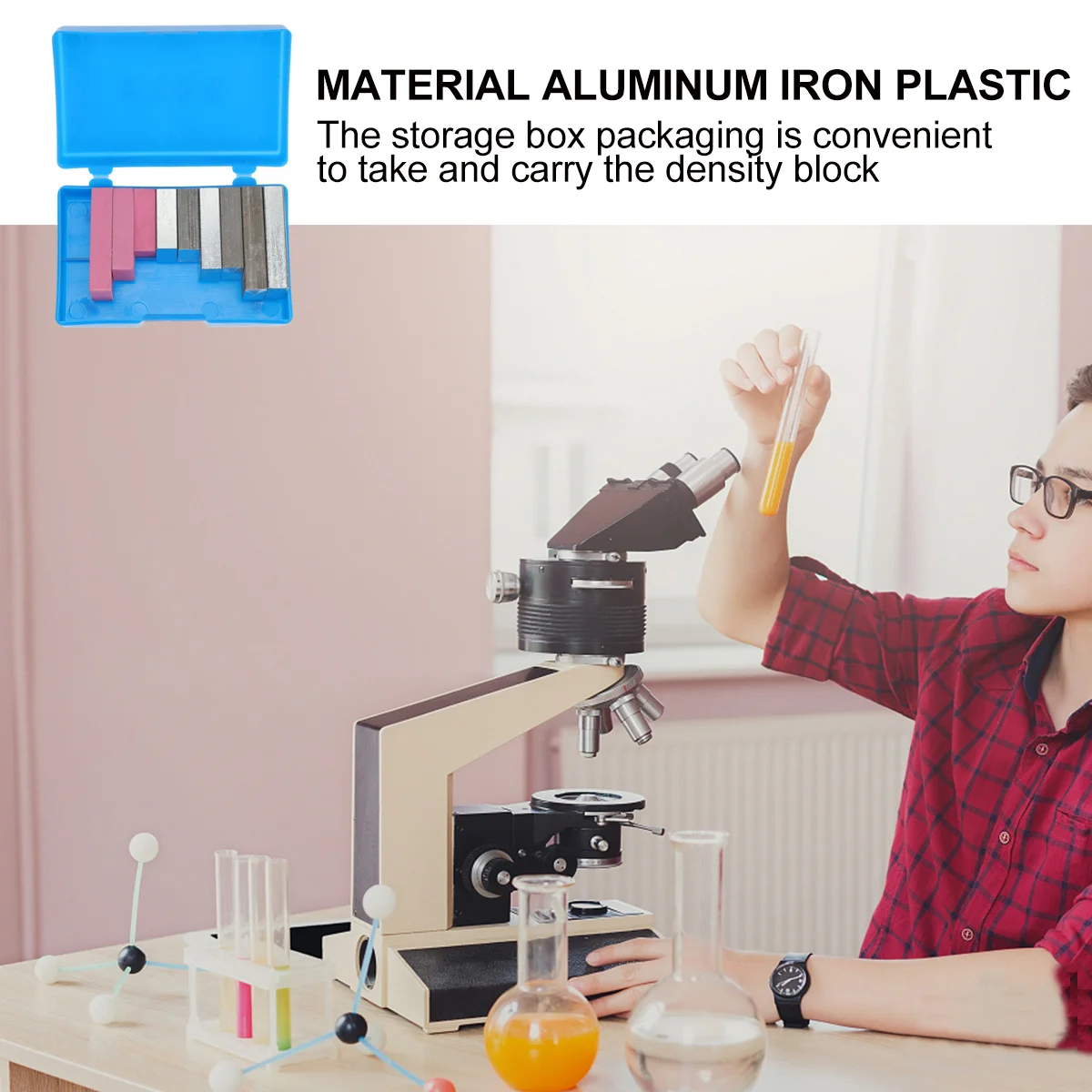 

9Pcs Density Experiment Blocks Cuboid Group Aluminum Iron Plastic Physics Classroom Set Storage Box Included Cuboid Group