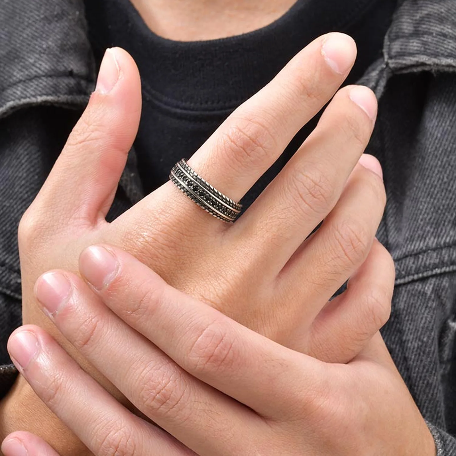 Vnox Men's Wheel Ring Black Zi - Vintage Fashion Wheel ulasan dan harga