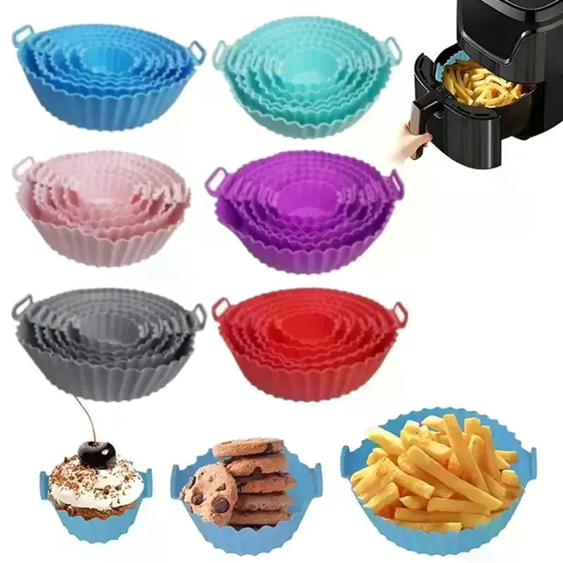 Air Fryer Silicone Tray Baking Mat Fried Basket Liner Pot Holder Grill Pan Replacement Bakeware Pizza Pan For Healthy Cooking view 2
