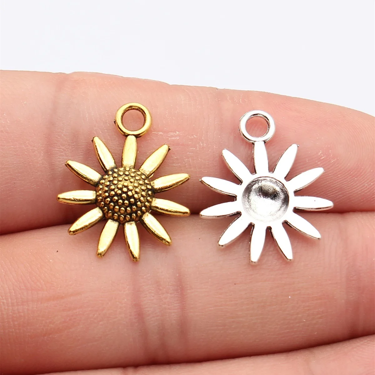 Bloom Flower Metal Charms Pendant Wedding Floral Jewelry Parts Charm Pendant For Women Girls Jewelry Gift Handmade Craft Suppl