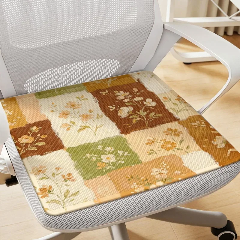Cool Ice Silk Square Seat Cushion Breathable Comfy for Home Bedroom Office Desk Long Sitting Furniture Decor Pads All Season Use