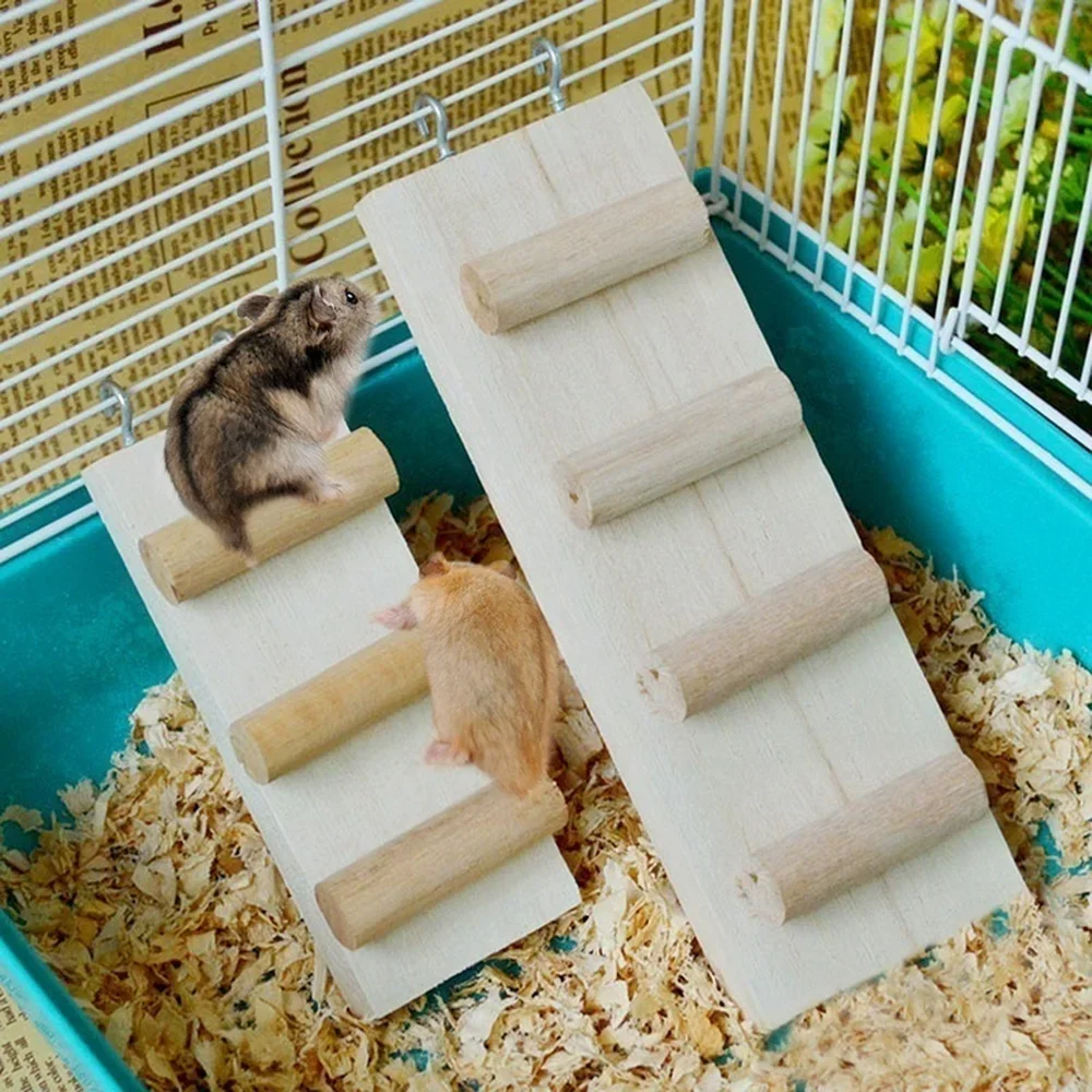 Escalera de escalada de madera para hámster, accesorios para jaulas para mascotas, juguete para masticar animales pequeños para gerbil, ratón, jaula para roedores, juguete de escalada