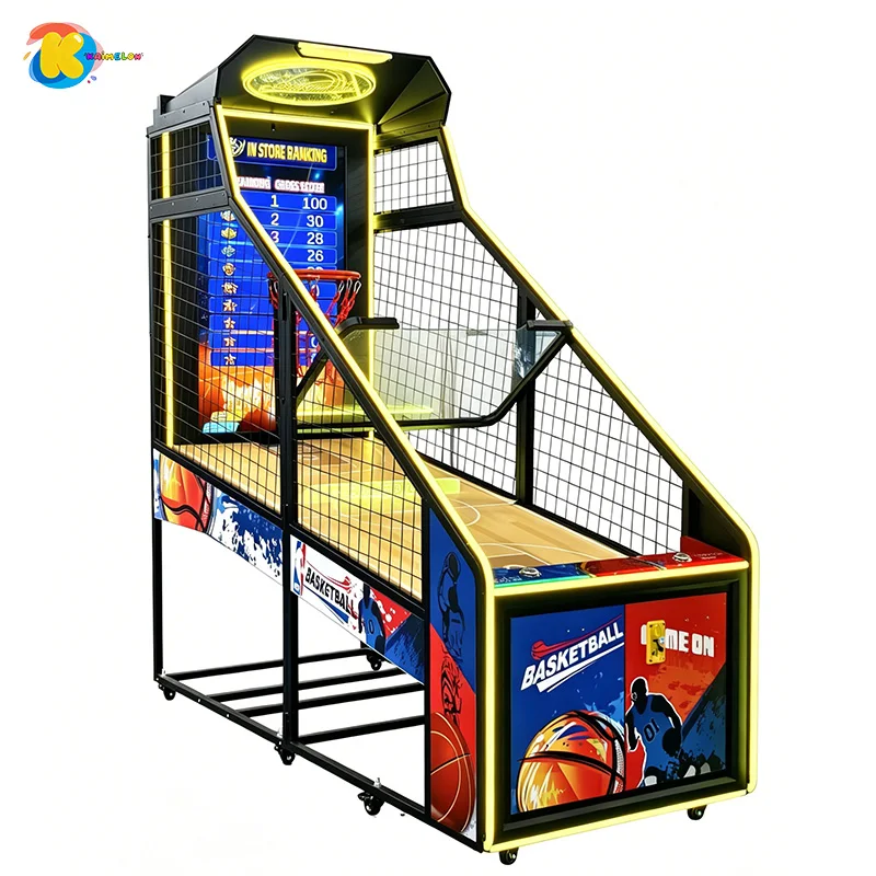 Portable Street Basketball Arcade Game Machine CE Certified Coin Operated English Language Support Customizable Color Flashing