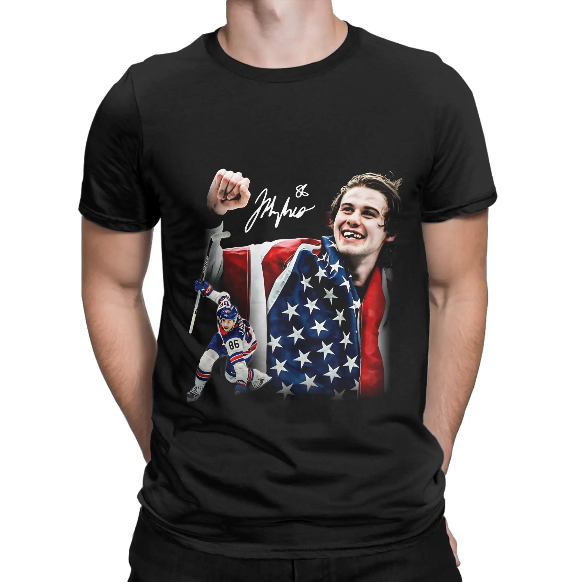 Jack Hughes  Gold T-Shirts for Men  Novelty 100% Cotton Tees Crewneck Short Sleeve T Shirt Gift Idea Clothing