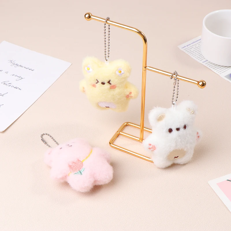 1Pc Cartoon Bear Squeak Keychain Pendant Cute Plush Doll Toy Soft Stuffed Bag Charms Decorations For Couple Friends Gift