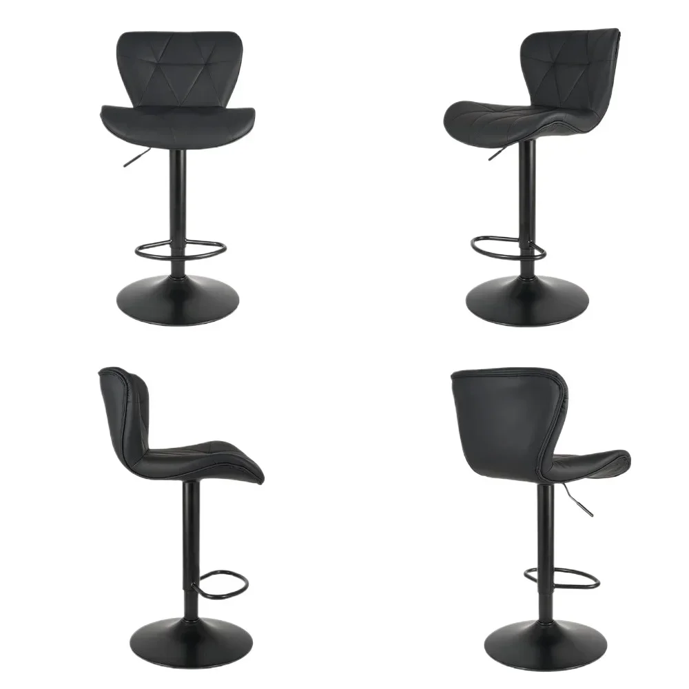 Bar Chair Set of 4, Adjustable Faux Leather Upholstered Swivel Counter Stools, Counter Height Barstools with Back for Kitchen