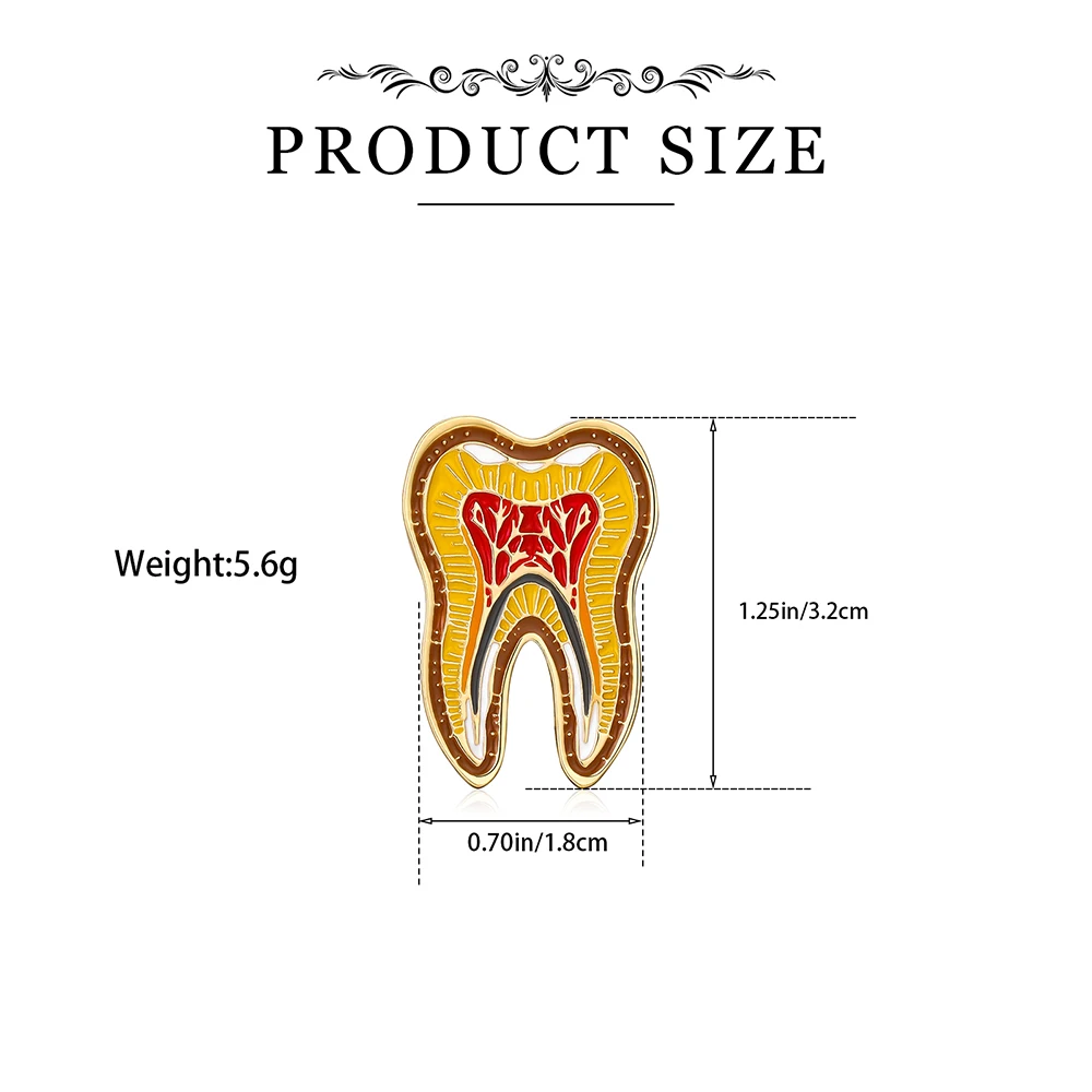 Hanreshe New Dental Tooth Enamel Brooch Pin for Dentist Doctor Backpacks Lapels Hats Badge Jewelry Accessories Gifts