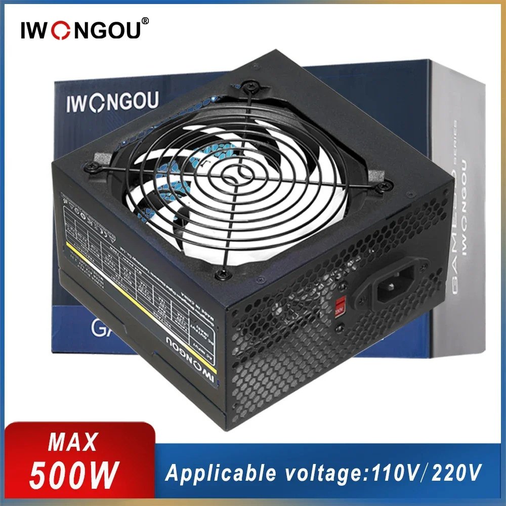 Power Supply 500W Pico Psu IWONGOU PC Gamer Source 12V 24Pin 110V/220V Black Cables GAMESD500 PC Font