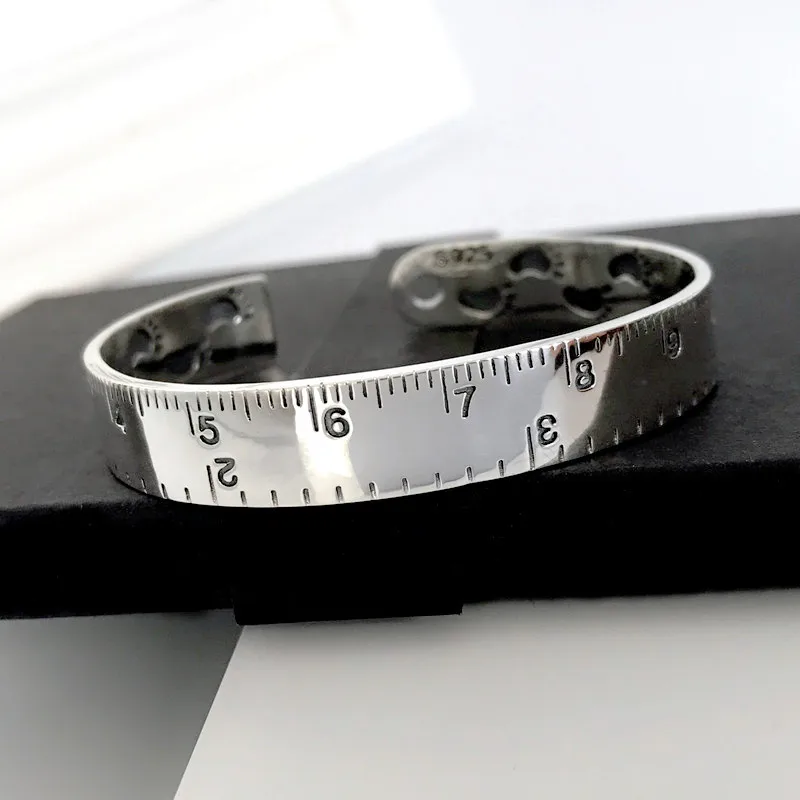 New Fashion Personality Ruler Bracelets 925 Sterling Silver Jewelry Creative Footprint Roman Numeral Opening Bangles TYB120