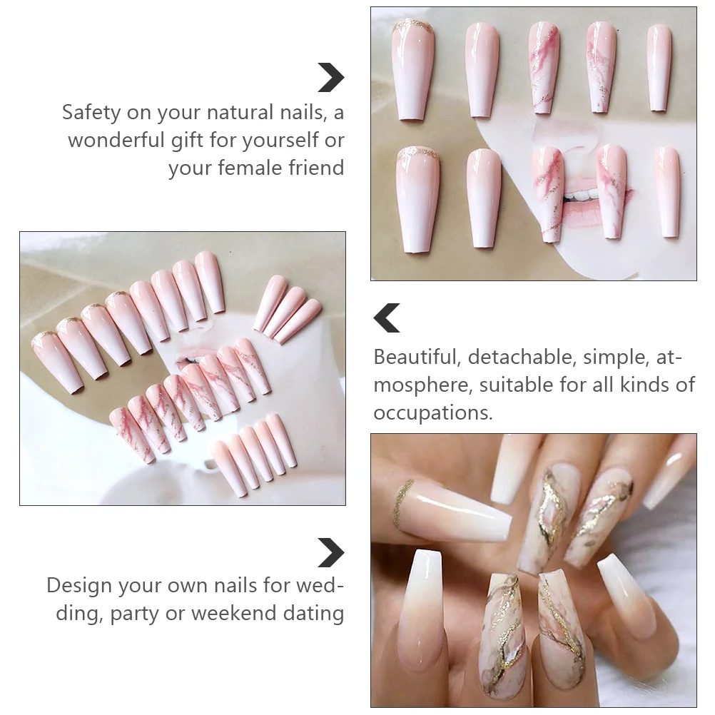 

24Pcs Flat Ballet Fake Nails Durable Lightweight Nail Art Patches for Party Birthday Holiday Events Nail Art Sticker Full Cover