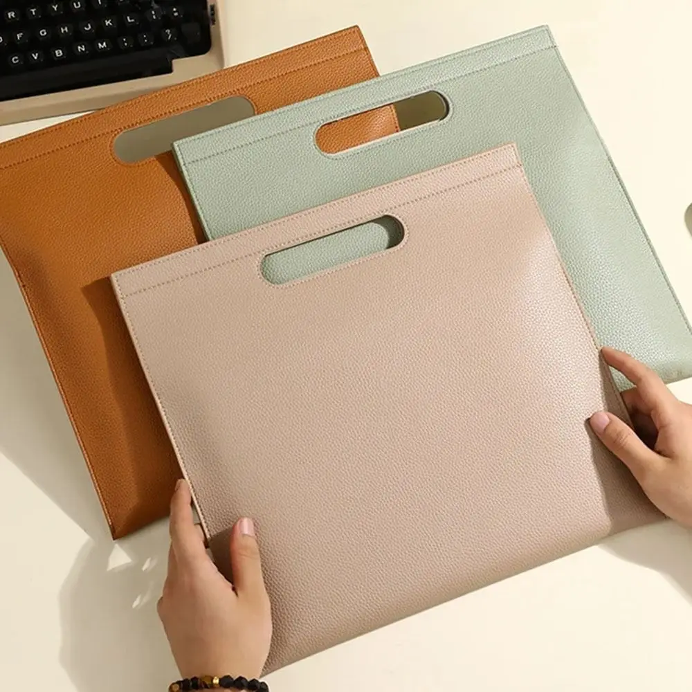 A4 Heavy Leather Document Bag Fashion Conference Brochure Office Organizer Tablet Bag Office Organizer Folder