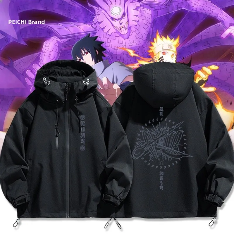 

Куртка с капюшоном для косплея Узумаки Саске, мужская одежда, верхняя одежда, утолщенная, из полиэстера, на молнии, с длинными рукавами, повседневный стиль