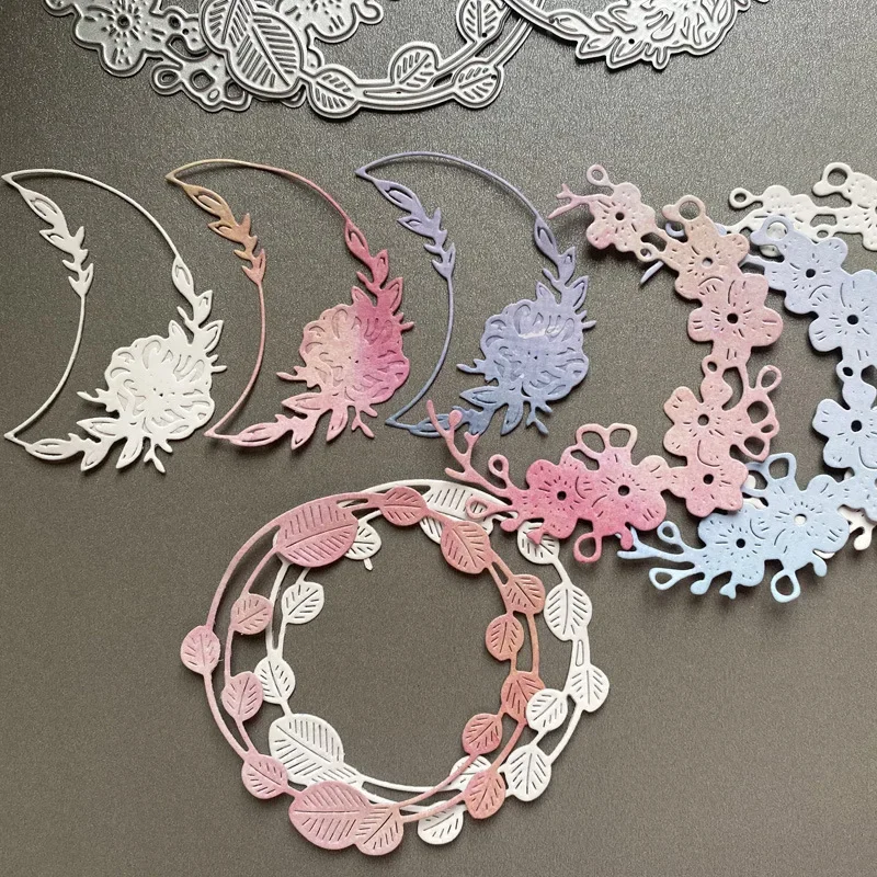 Metal Cutting Dies Round/Moon Lace/Flower Frame for Diy Scrapbooking Photo Album Decorative Embossing Card Crafts Cutting Dies