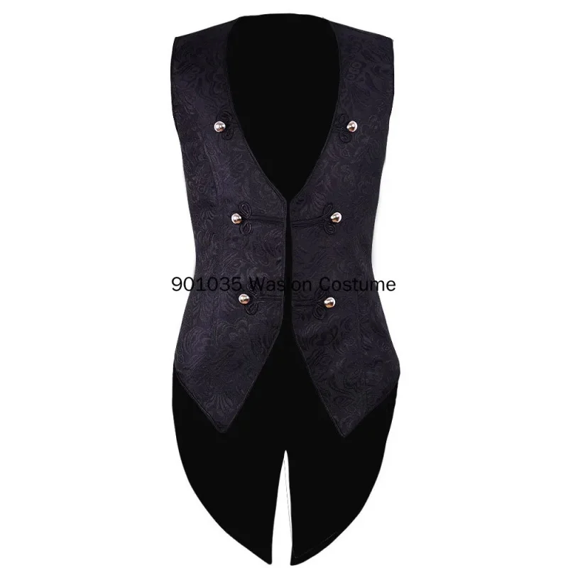 ☣2026 Men's Medieval Pirate Waistcoat Vest Vintage Steampunk Jacquard Swallowtail Top Noble Costume Renaissance☣~! view 6