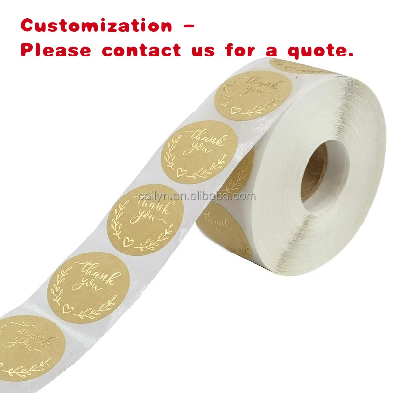 custom.High Quality Custom Printed Adhesive Sticker Rolls Low MOQ Stamping Self-Adhesive Kraft Paper Label