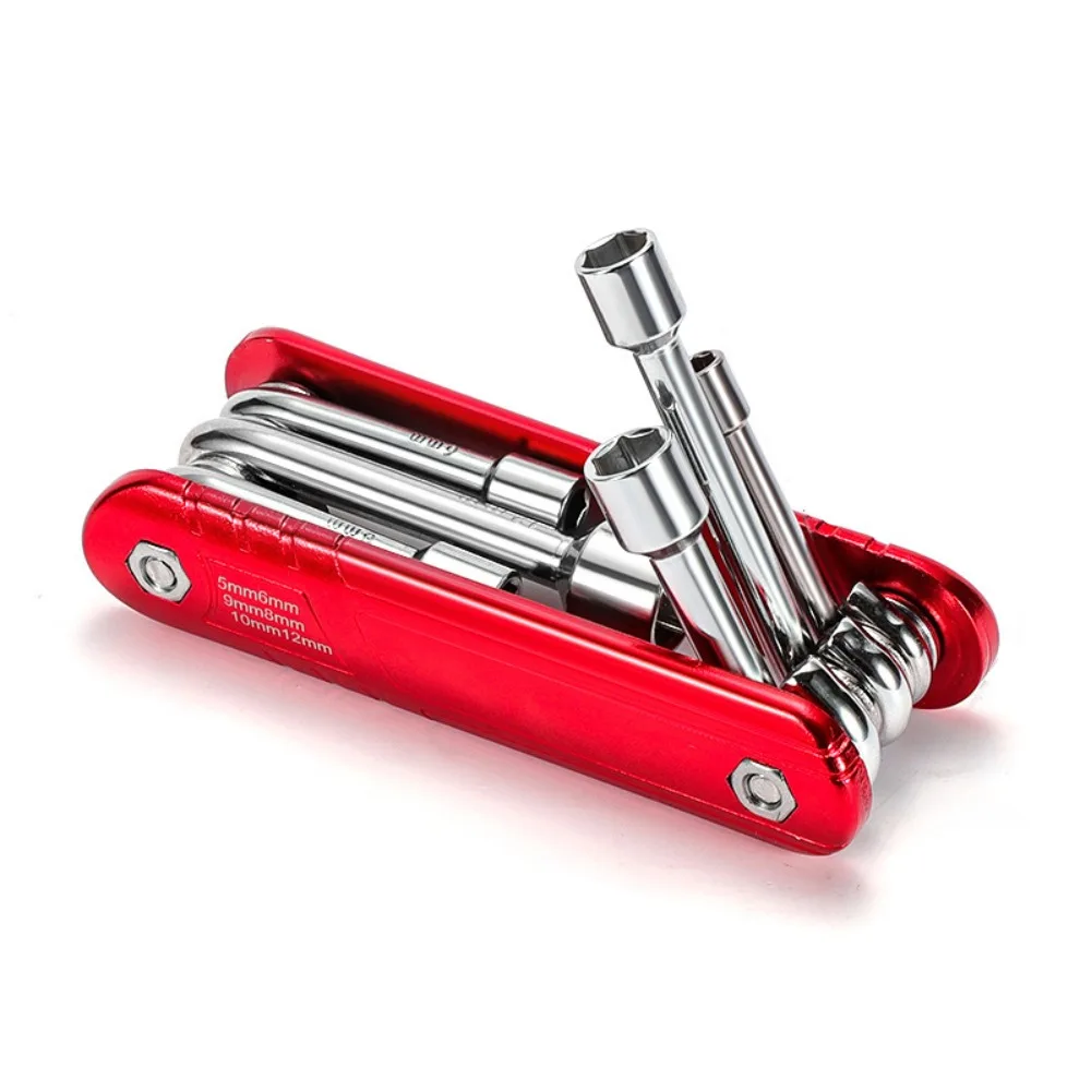

Metric or Imperial 6 in 1 Socket Wrench Portable High Hardness Folding Socket Wrench Cr_V Hexagon Folding Nut Driver Set Outdoor
