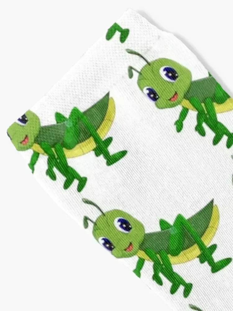 A Little Cute Green Grasshopper, Design Animal Cartoon Vector Illustration Socks funny gifts sport hip hop Socks Women's Men's