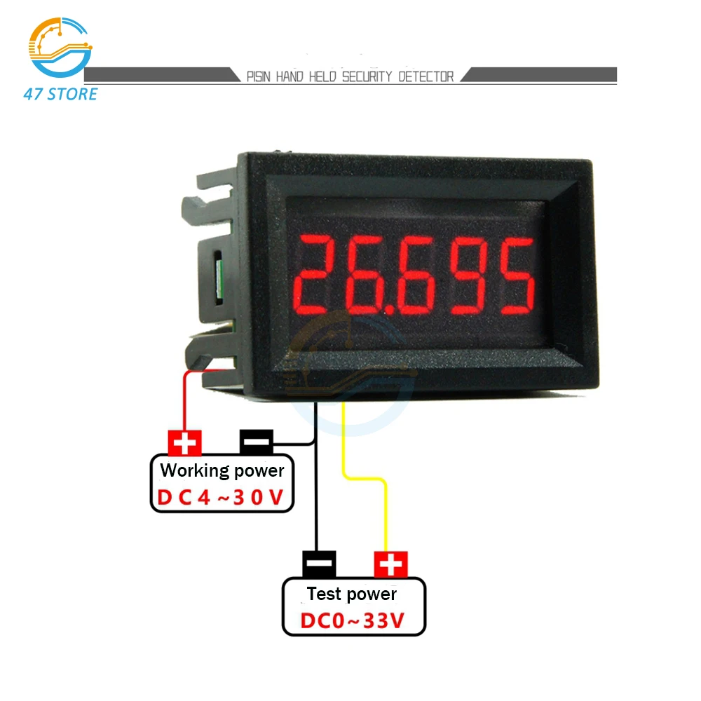 Digital Voltmeter Ammeter 3 Wire DC 0-33.000V 5-Digits Bit High Precision Voltage Current Meter Tester Detector Red/Blue/Green