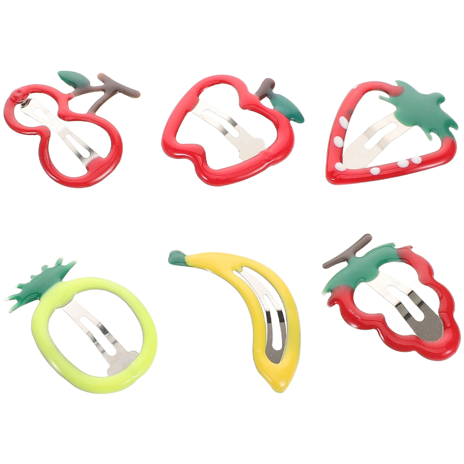 

6pcs Metal Clips For Toddler Girls Cute Fruit Design Kids Hair Accessories Barrettes Strawberry Bobby Pin Hair Clips For Baby