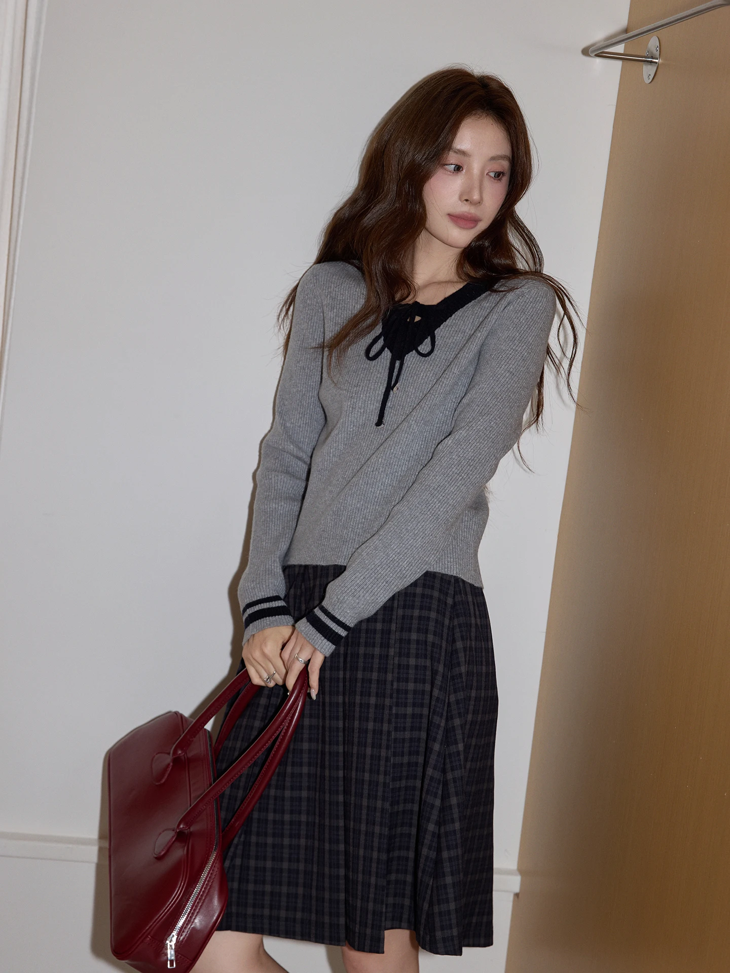 

ay V-ne Knitted Sweater Women's Long Sve Tie Waist Casual Sle Inner Wear Top High Quali Spring Faion Design