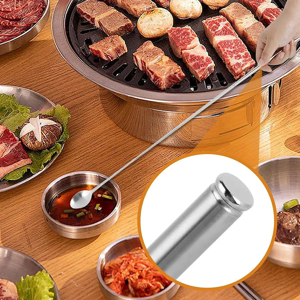 

Telescopic BBQ Spoon Stainless Steel Camping Utensils Portable Cutlery Extendable Metal Kitchen Supplies Dinner Spoon