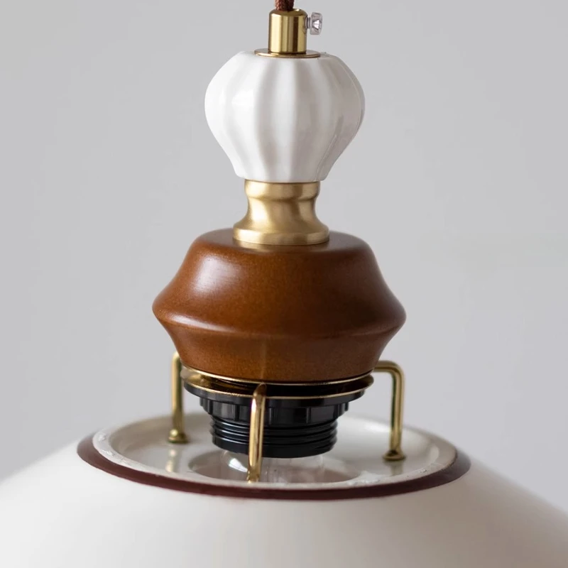 French Style Retro Hand-Painted Ceramic Pendant Light Led Originality Bar Counter Restaurant Living Room Study Room Hanging Lamp