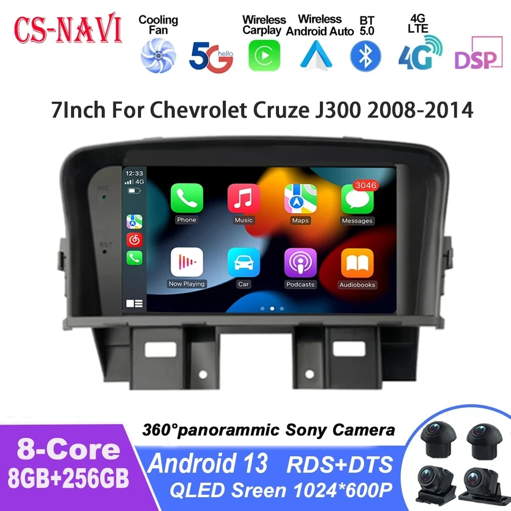 Android 13 Voor Chevrolet Cruze J300 2008-2014 Auto Multimedia Speler Automatische Navigatie Stereo Head Unit 5G Wifi Carplay Dsp 7 Inch