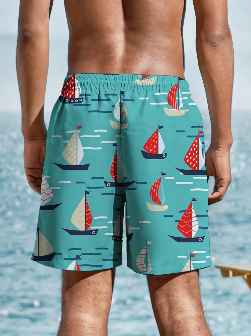 Sailing 3D Digital Printing Shorts Men's Vacation Beach Shorts  Summer Loose Casual Shorts Harajuku Swimming Surfing Shorts