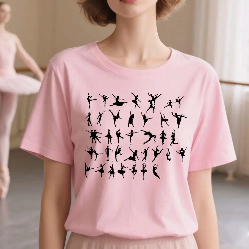 Koszulka damska z nadrukiem baletnicy z 2025 roku, wysokiej jakości, estetyczna koszulka graficzna, damski T-shirt, codzienne ubrania damskie, modne koszulki — zdjęcie 4