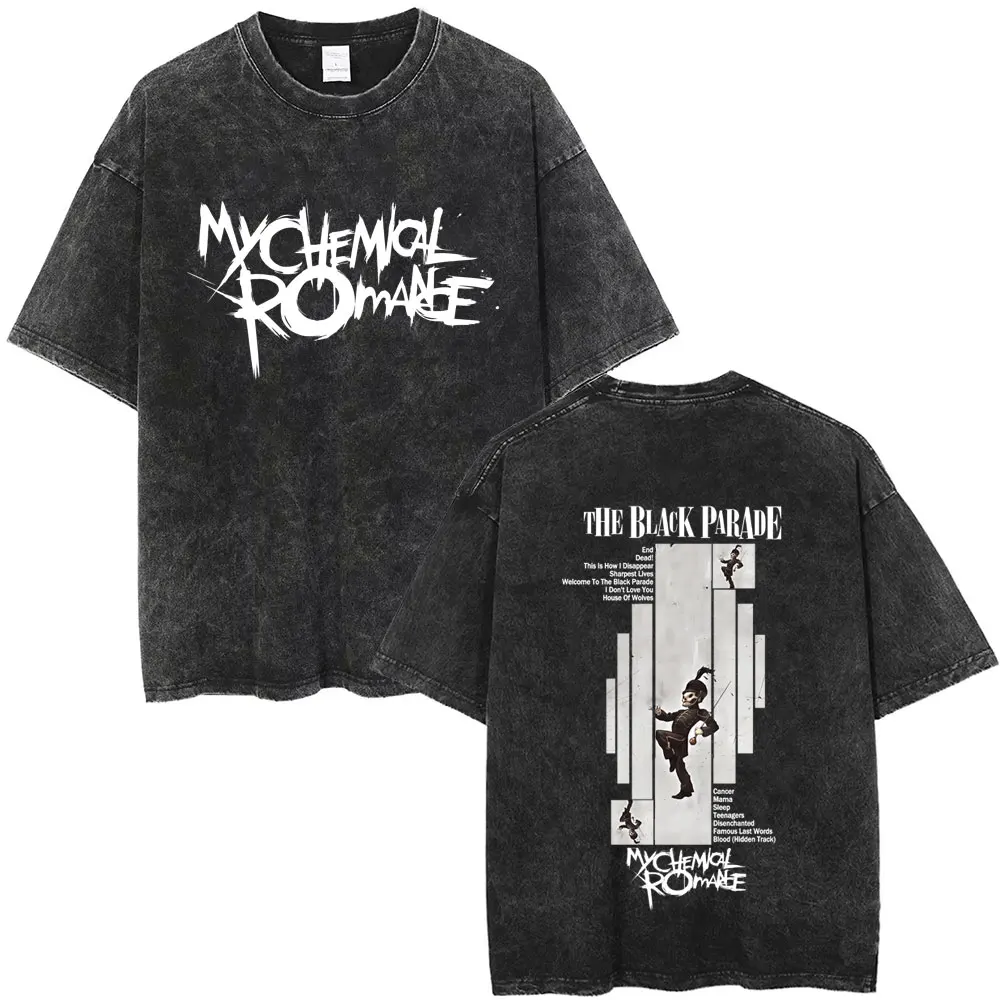 

Washed Vintage My Chemical Romance The Black Parade Album Graphic T-shirt Men Women Punk Emo Rock Oversized T Shirts Streetwear