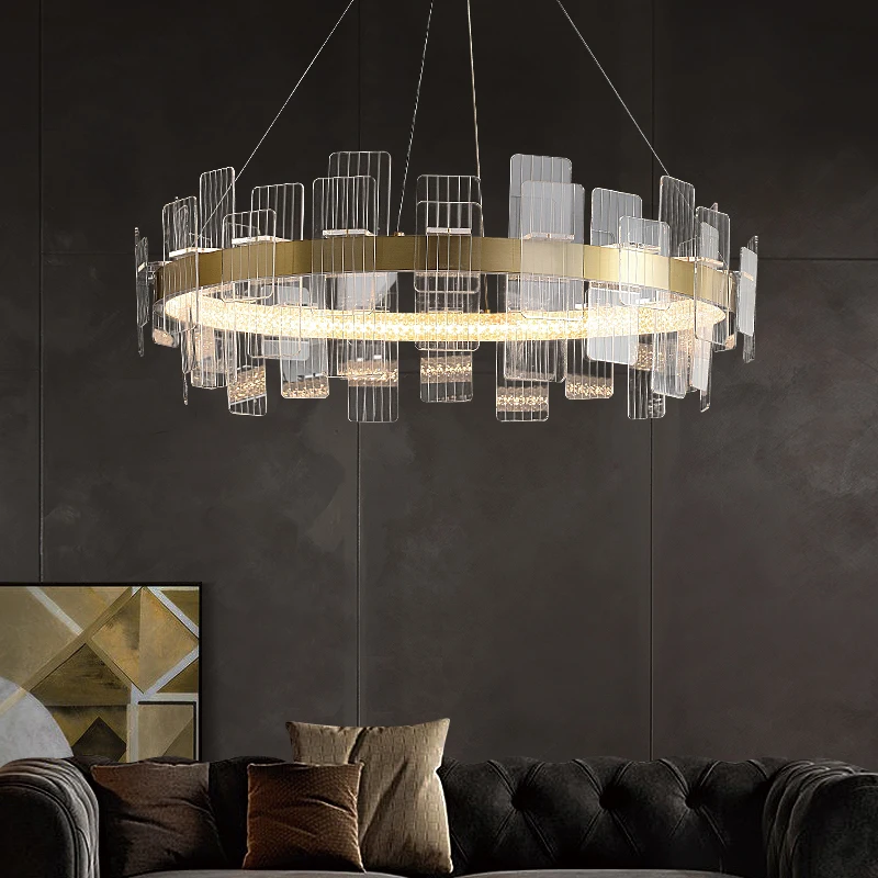 Light Luxury Living Room Chandelier Modern Simple Bedroom Study Ring Dining Room Chandelier