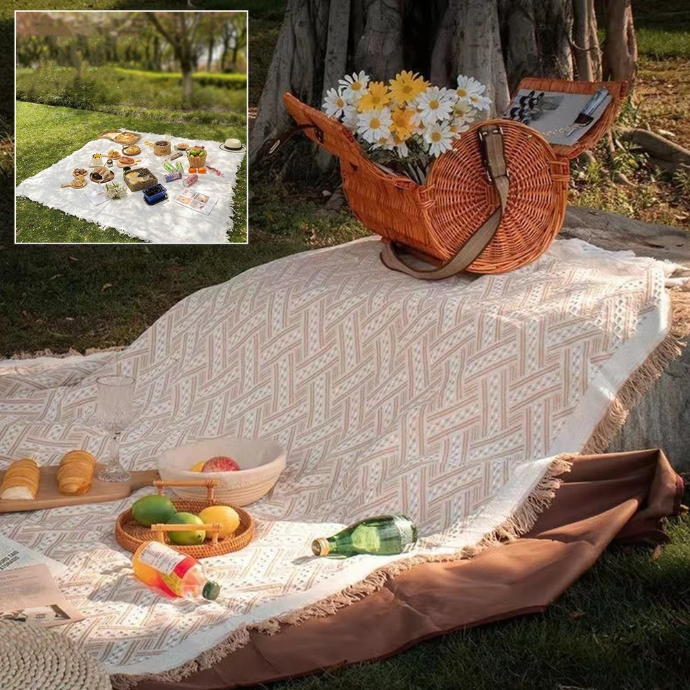 

Camping Picnic Mats Ins Picnic Cloth Moisture-proof Thickened Tent Floor Mats Beach Blanket French Outdoor Supplies for Photos담요