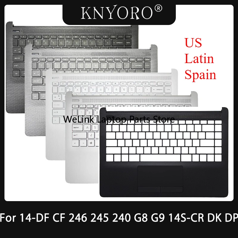 New US Latin Spain Keyboard For HP 14-DF 14-CF 246 245 240 G8 G9 14S-CR 14S-DK 14S-DP TPN-I130 I135 Laptops Palmrest Top Case