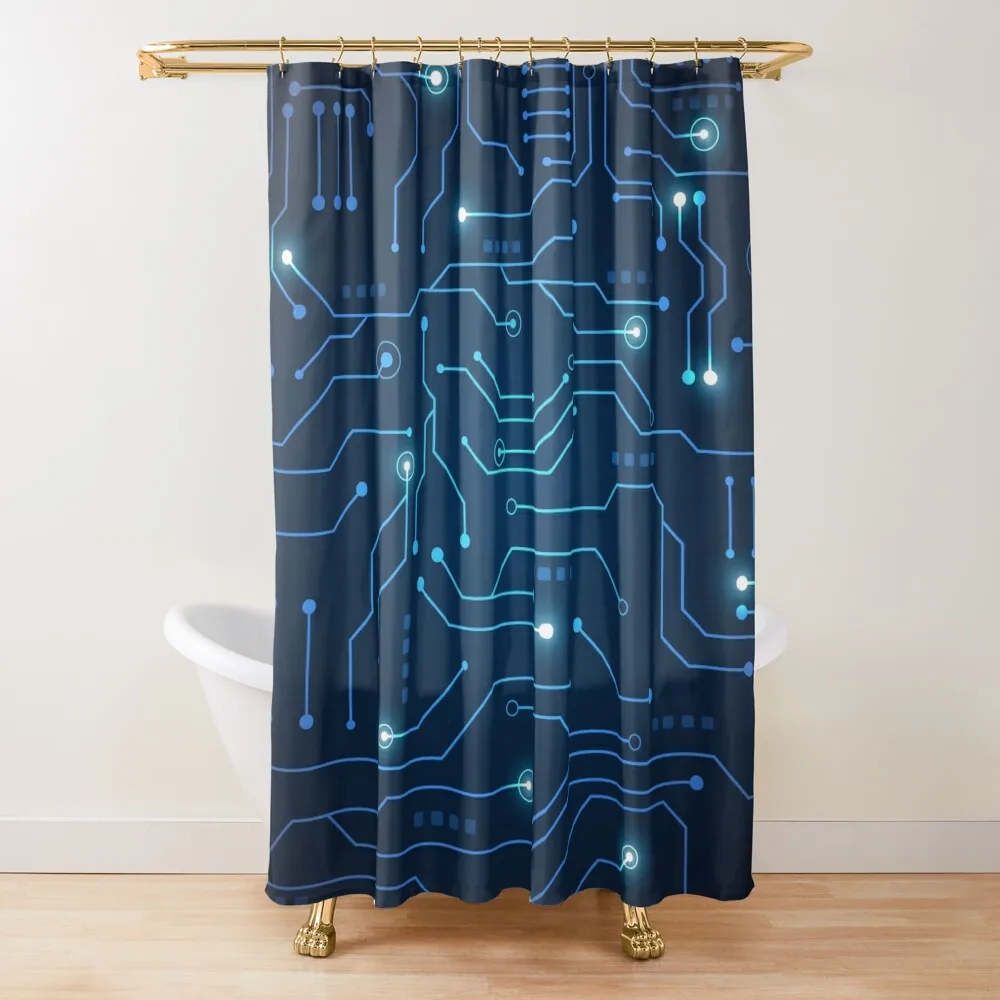 

Amazing Neon Circuit Board Shower Curtain Waterproof Bath And Anti-Mold Bathroom Shower Set Bathroom Shower Curtain