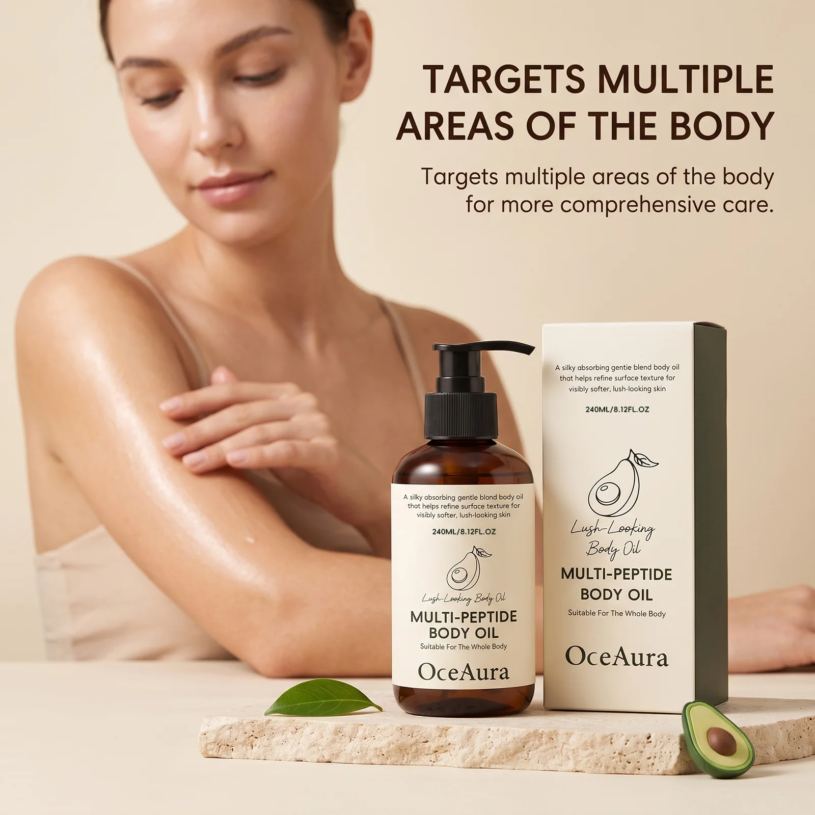 Multi Peptide Firming Body Oil Avocado Extracted Nourish Glow Radiance Skin Tightening Anti Aging Moisturizing Massage Body Oil