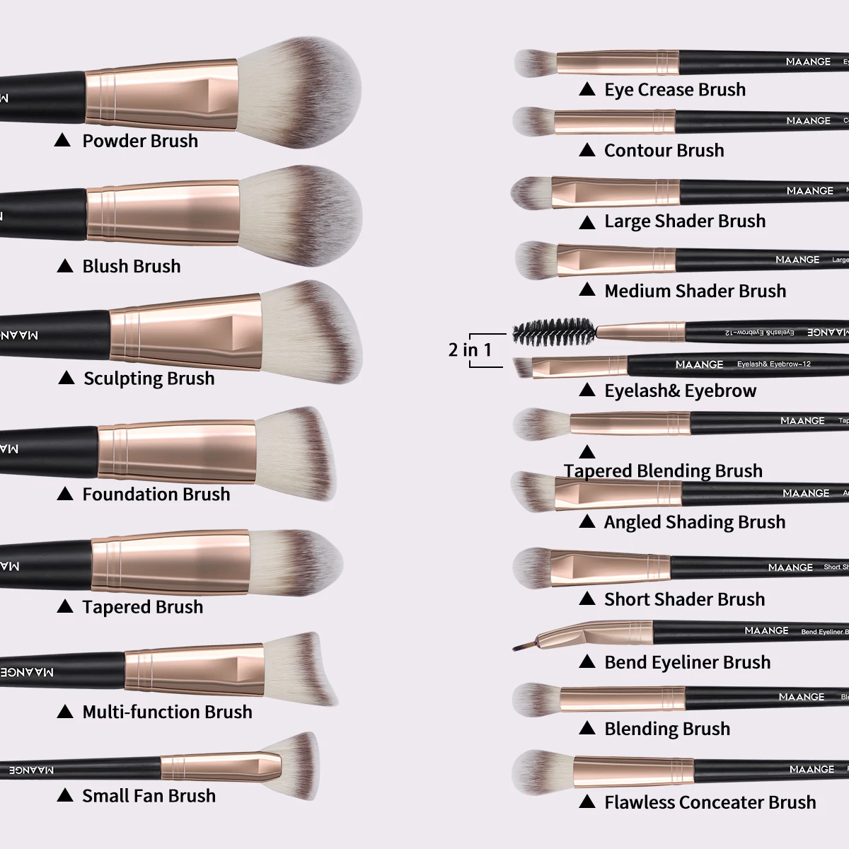 MAANGE 18PCS Makeup Brushes Set Foundation Concealer Eyebrow Eyeshadow Soft Dense Bristles Cosmetic Makeup Tools for Liquid