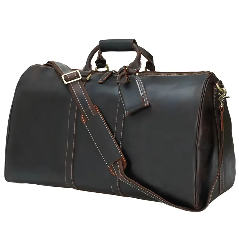 Vintage Design Top Grain Leather Sports Tote Bag Leather Travel Luggage Leather Fitness Bag
