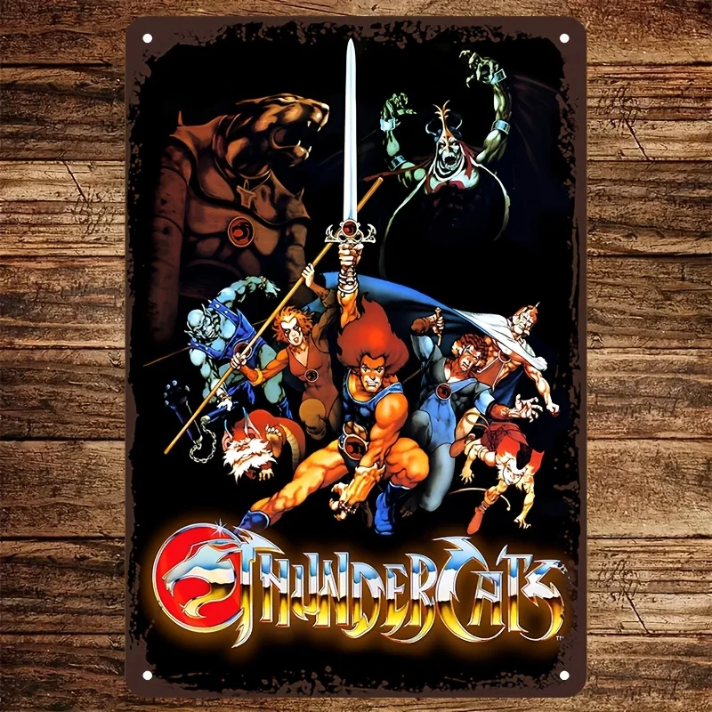 ThunderCats Vintage-Metall-Wandkunst – Retro-Cartoon-Design mit ikonischen Charakteren, perfekt für Männerhöhle, Schlafzimmer, Garage