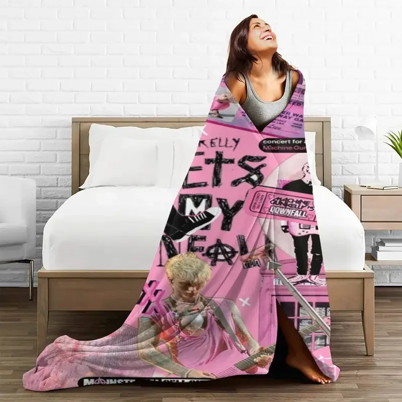 Machine Gun Kelly Mgk Rapper Music Blanket Flannel Spring/Autumn Warm Throw Blankets for Bedding Bedroom Plush Thin Quilt