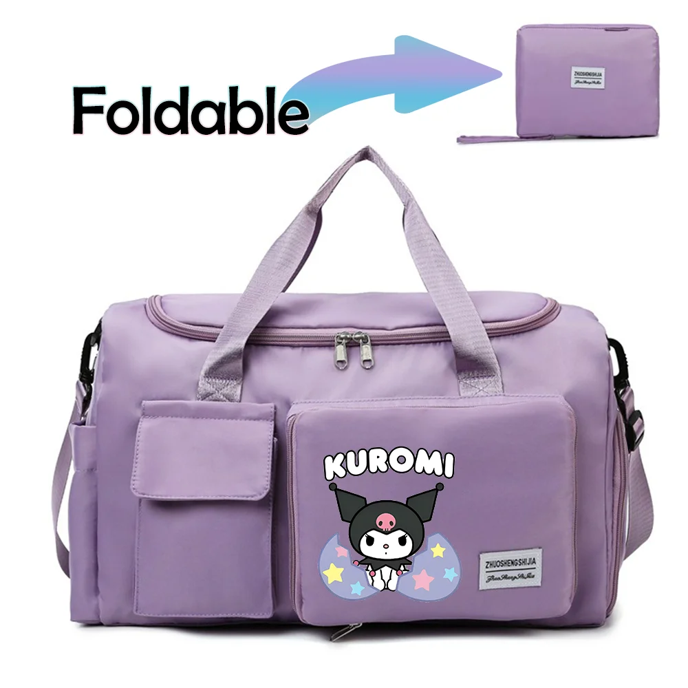 Kuromi Gym Bag Women Men Large Capacity Waterproof Trip Excursion Packet Cute Cartoon Sports Tote Shoulder Bags Gift Hot