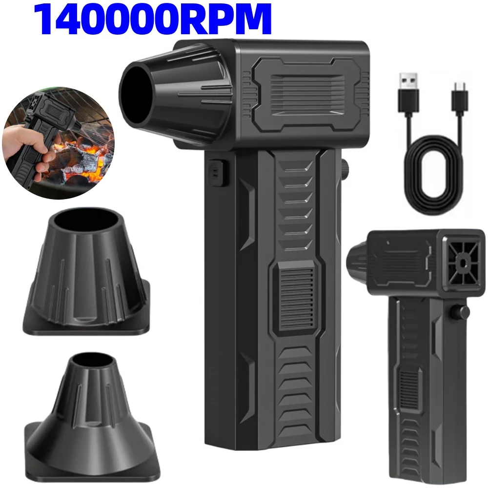 Violent Fan 140000RPM Powerful Air Blower Vacuum Dust Cleaner Type-C Charging Strong Winds 52m/s Brushless Turbo Jet Blower Tool