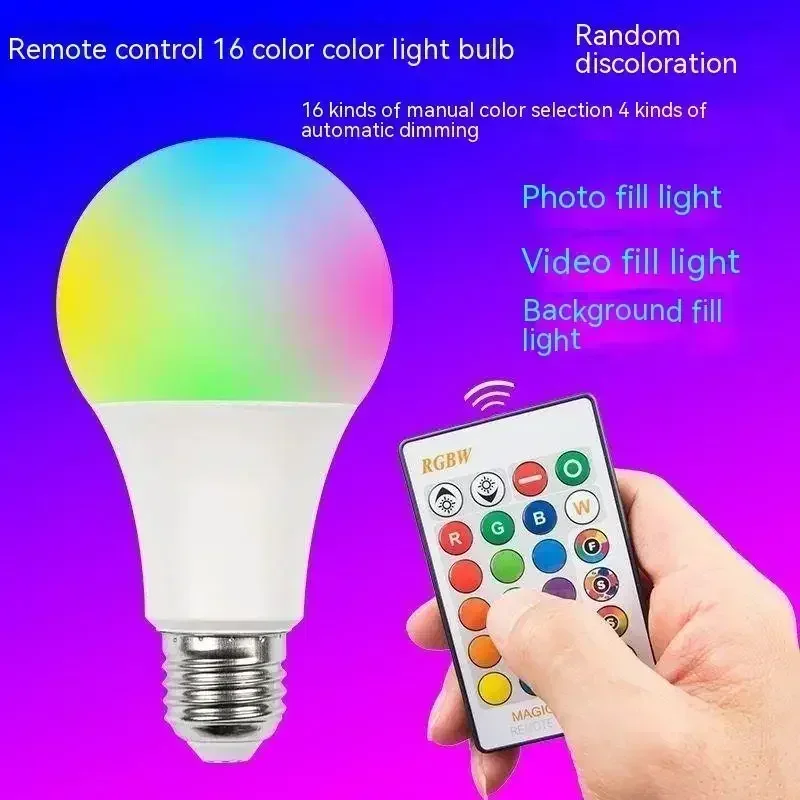 Imagem -03 - Lâmpada Led Neon Night com Controle Remoto Smart Magic Bulb Rgb Regulável Luz Bar Party Quarto Studio Decor Humor Regulável E27 16 Cores Escurecimento