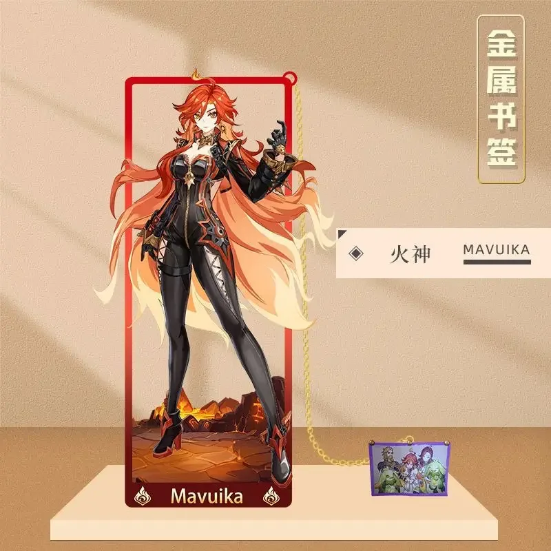 Game Genshin Impact Mavuika Metal Bookmarks Anime Bookmark Reading Markers Fan Collection Stationery Decorate Holiday Gift