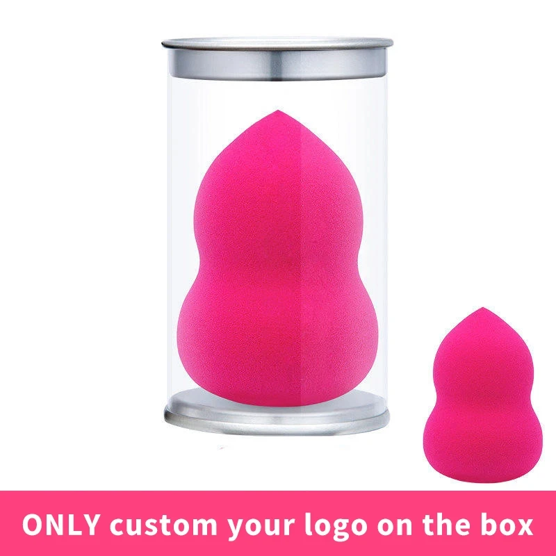 جودة عالية فقط شعار مخصص على التعبئة والتغليف لا النقش الإسفنج لطيف غير اللاتكس لينة خلاط البيض الوجه الإسفنج مع علبة بلاستيكية