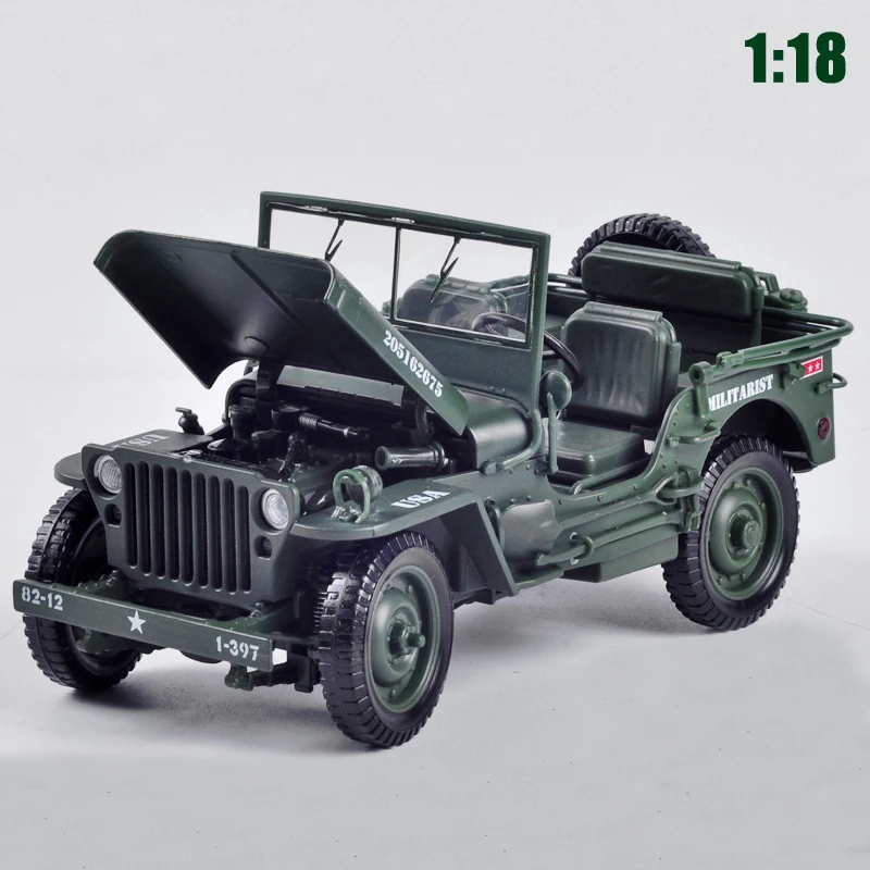 1:18 Tactical Military Model Old World War II Willis GP JEEPS Military Alloy Car Model Toys Gifts Boy Vehicles