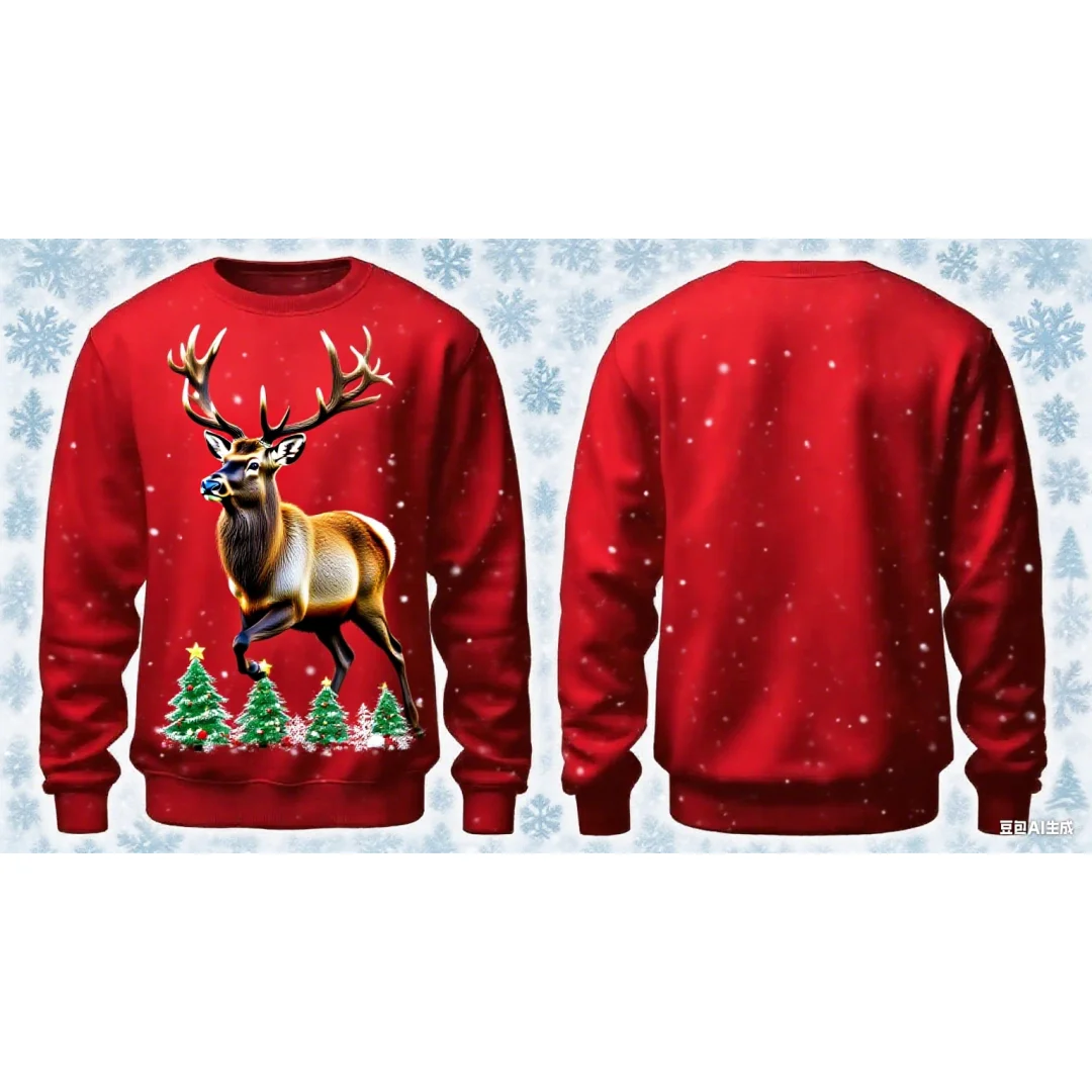 クリスマストナカイグラフィックパーカー 3D プリント春と秋のファッションレジャー多用途ストリート男性と女性の Y2K パーカー